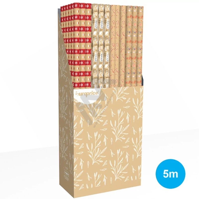 Christmas Kraft Wrapping Paper in Roll 70 x 500cm