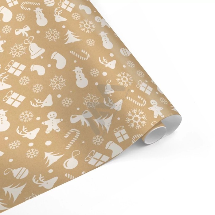 Christmas Kraft Wrapping Paper in Roll 70 x 500cm