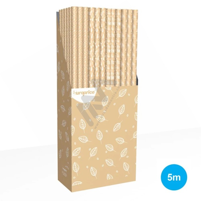Christmas Kraft Wrapping Paper in Roll 70 x 500cm