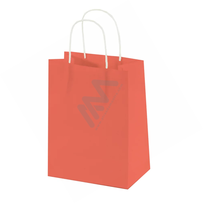 Coral Twisted Handle Paper Bags 14x18x8
