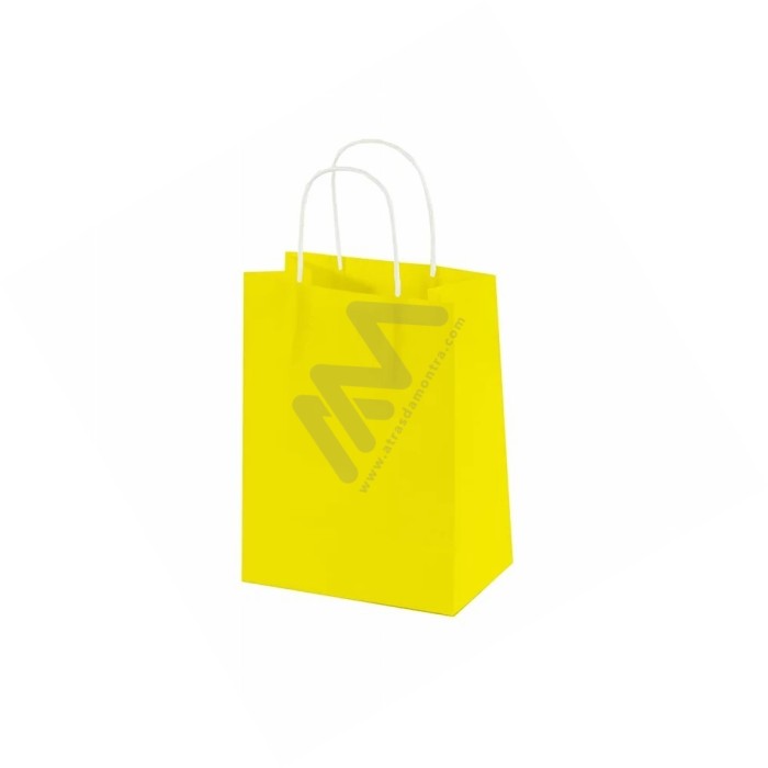 Yellow Twisted Handle Paper Bags 14x18x8