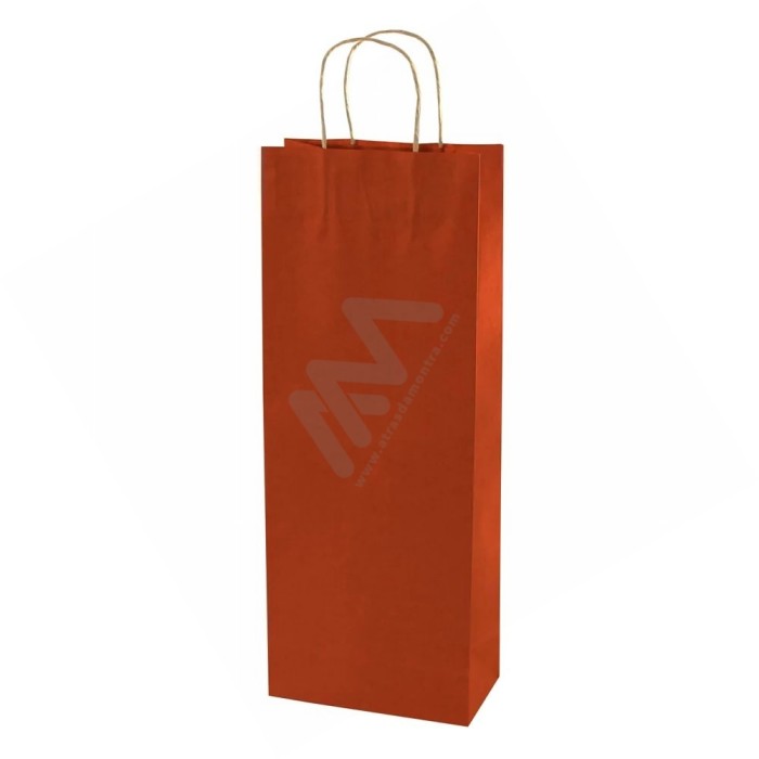 Sacos de Papel Asa Torcida Vermelho Kraft 12x36x9