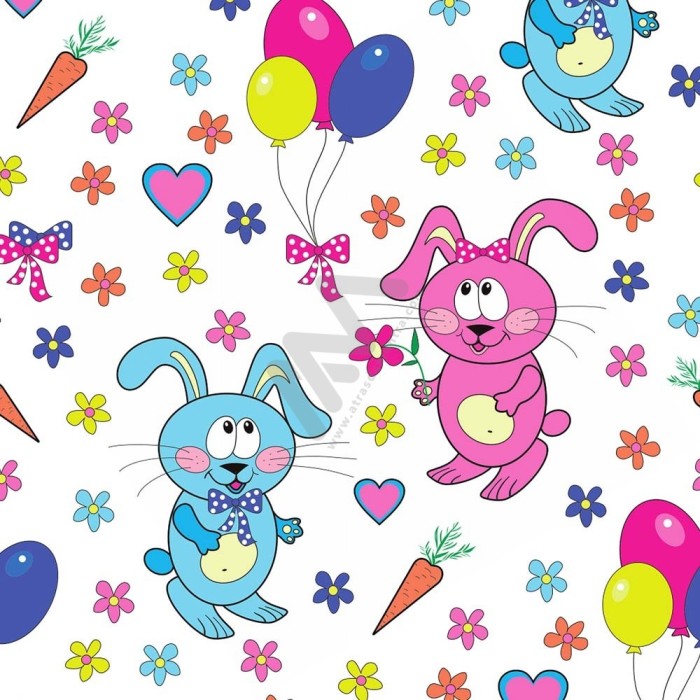 Papel de Embrulho Infantil Páscoa com coelhos e flores5600989147304Atrás da Montra