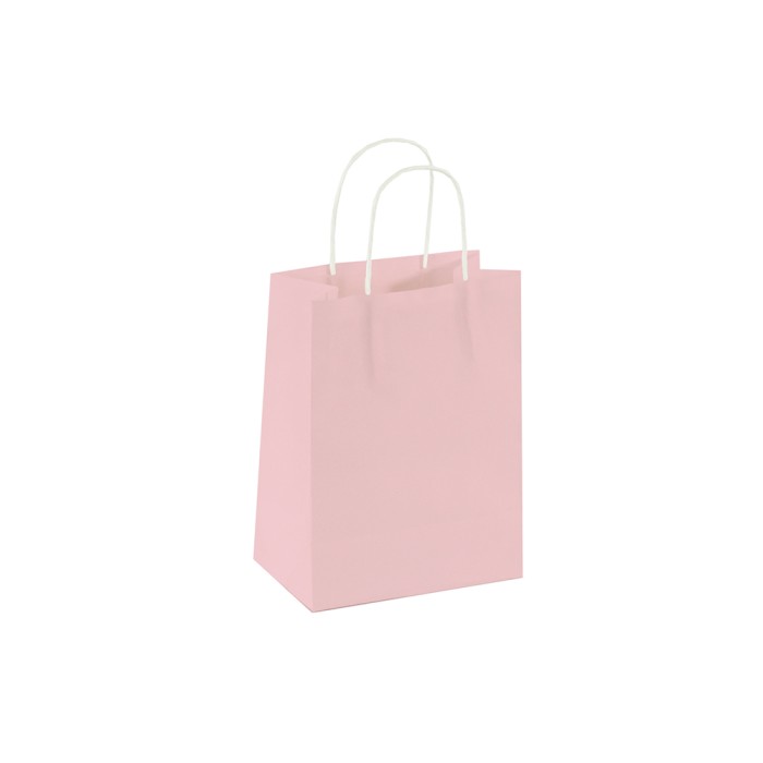 Sacos de Papel 110 g/m² Asa Retorcida Rosa Claro 14x18x8 5601795010431 Atrás da Montra
