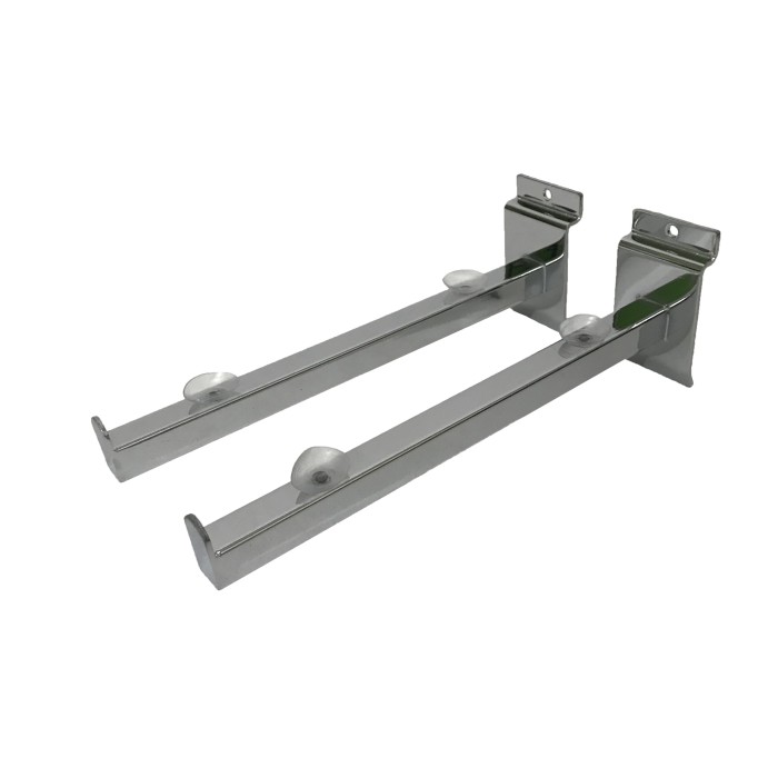 Pair of "U-shaped" Chrome Shelf Supports for Slatwall Panel