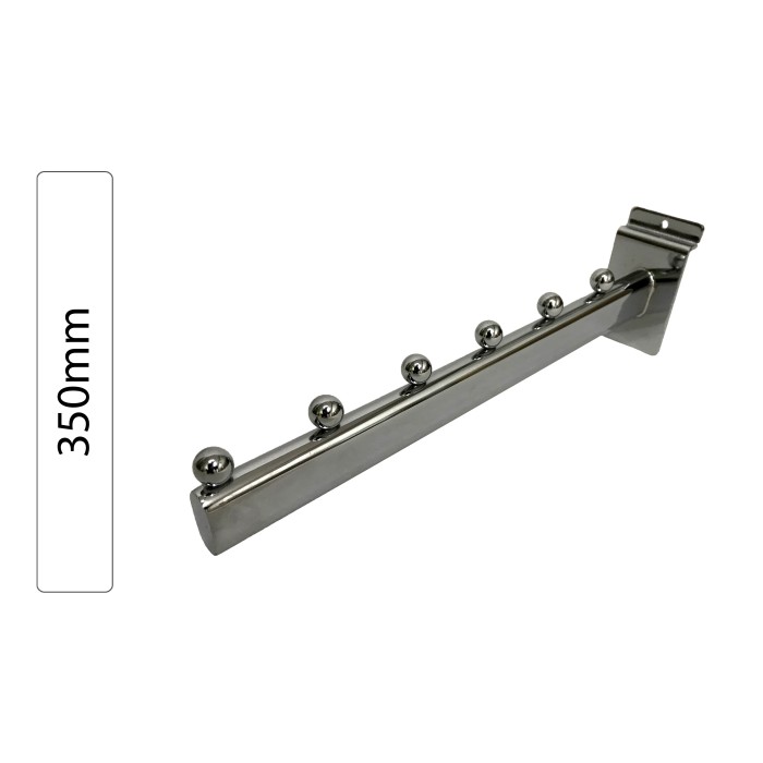 Chrome Angled Arm with Balls for Hangers for Slatwall Panel