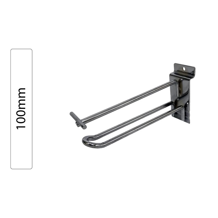 Chrome Double Hook with Price Holder for Slatwall Panel