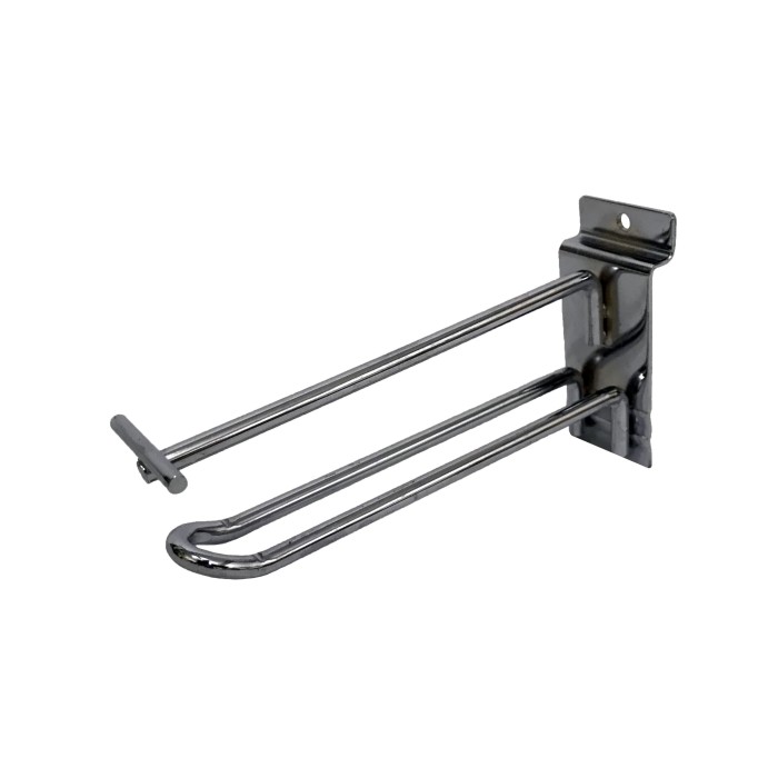 Chrome Double Hook with Price Holder for Slatwall Panel