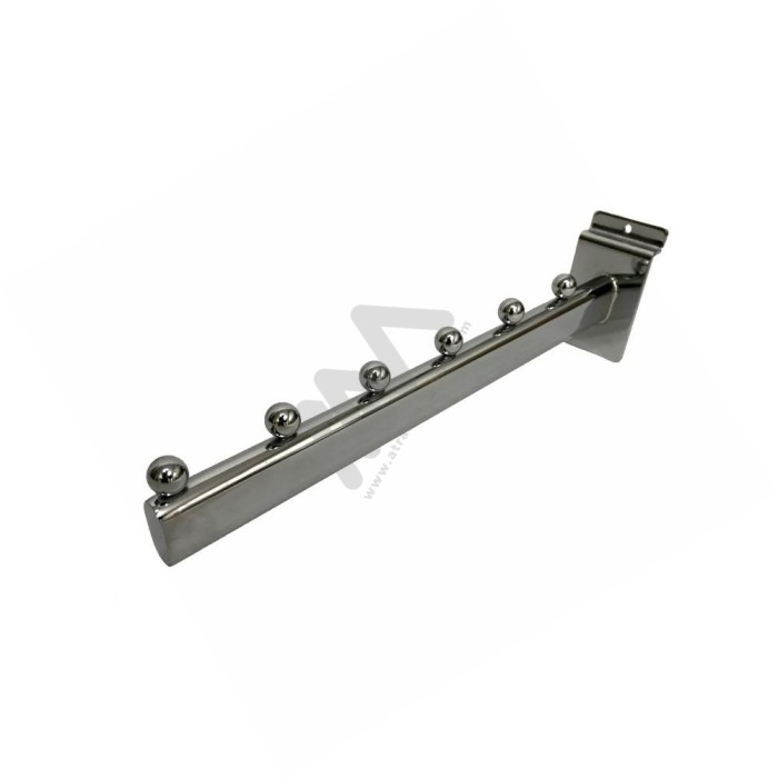 Chrome Angled Arm with Balls for Hangers for Slatwall Panel
