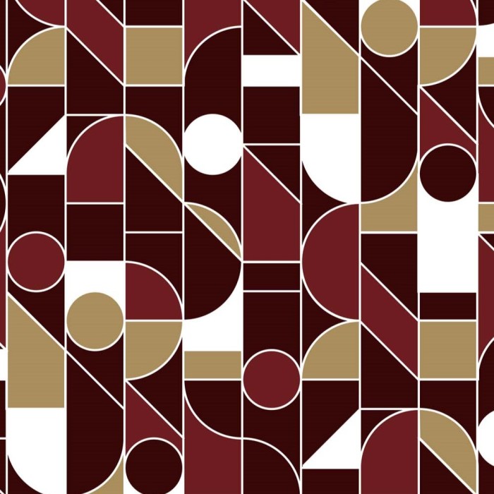 Wrapping Paper with geographic shapes in red, gold and white tones 70cm x 100cm