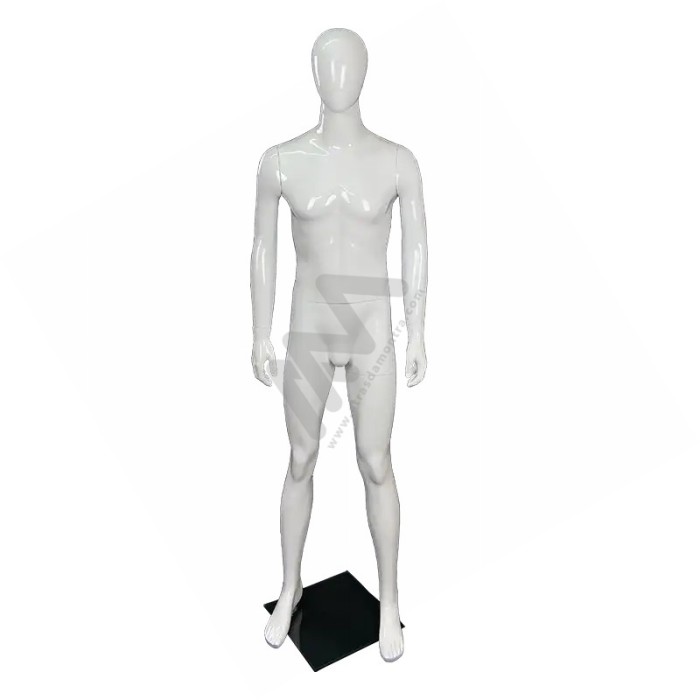 Manequim Homem com Cabeça sem feições Branco Brilhante %shop-name%
