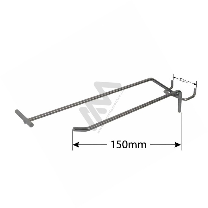 Chromed hook for perforated Panel 150mm