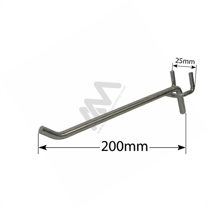 Chromed hook for perforated Panel 200mm