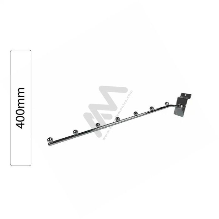 Slatwall inclined chromed support w/ 7 balls for hangers