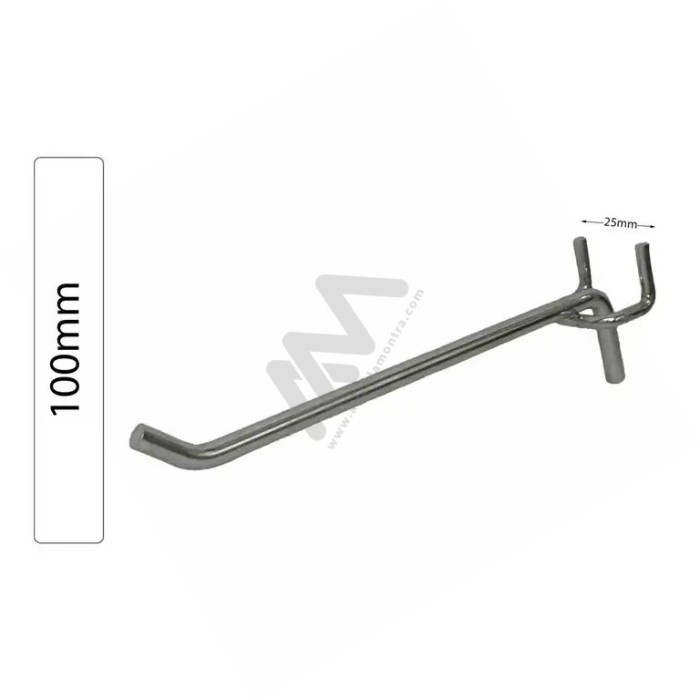 Chromed hook for perforated Panel 100mm