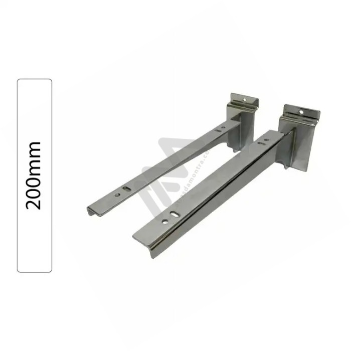 Slatwall Chromed shelf support pair 200mm