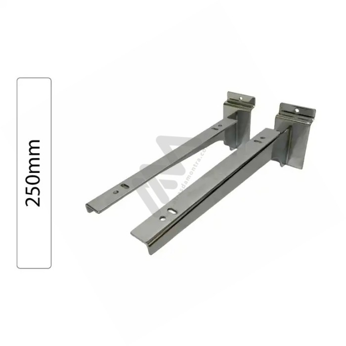 Slatwall Chromed shelf support pair 250mm