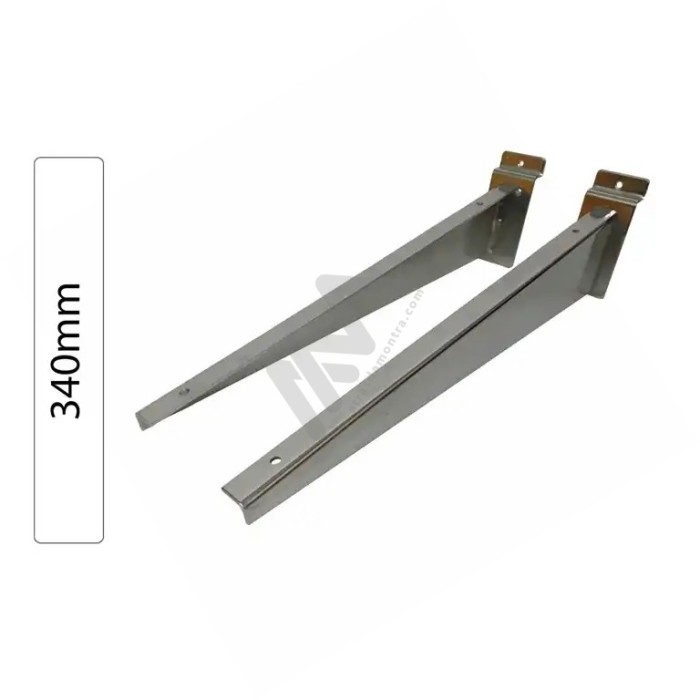 Pair of Chrome Angled Shelf Supports for Slatwall Panel 340mm