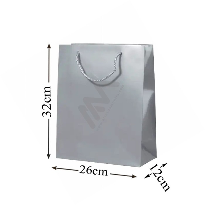 Silver Rope Handle Paper Bag 160 g/m² 26x32x12 - 12 UN