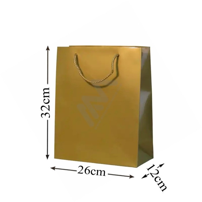 Gold Rope Handle Paper Bag 210 g/m² 26x32x12- 144 UN