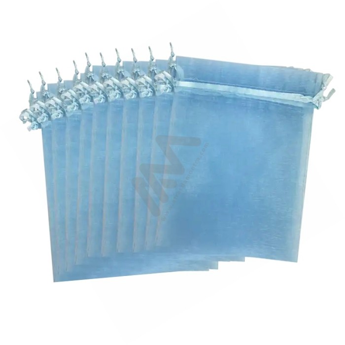 Light Blue Organza Bags 7x9 - 10 units