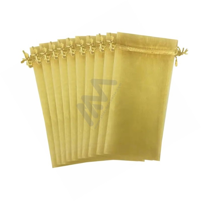 Gold Organza Bags 12x25 - 10 units