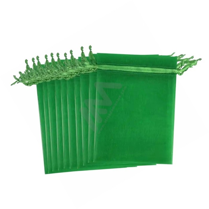 Green Organza Bags 7x9 - 10 units