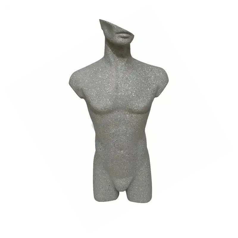 Busto em Fibra de Vidro Homem Cinza Granito Atrás da Montra Busto em Fibra de Vidro Homem Cinza Granito Atrás da Montra