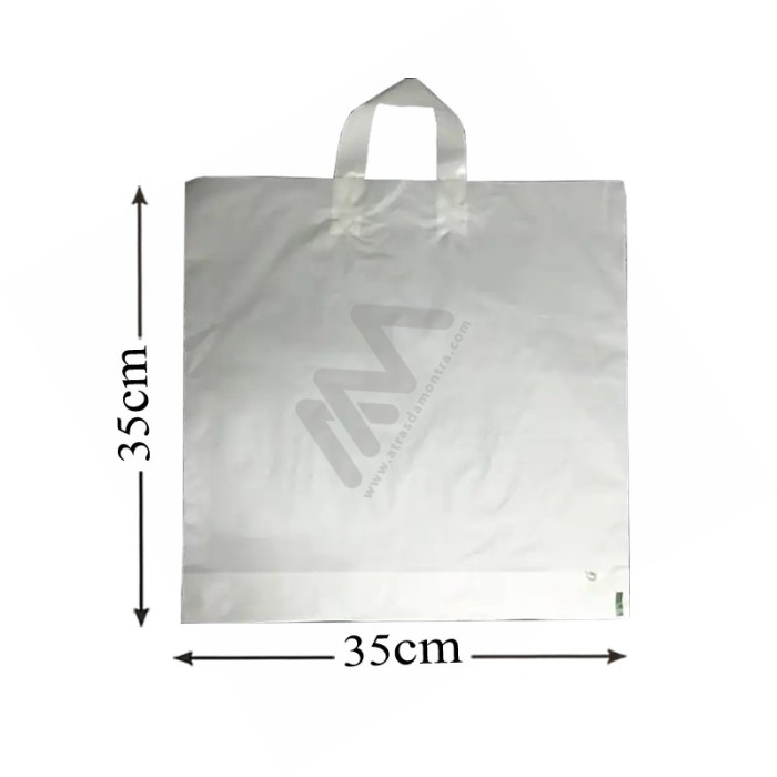 White Soft Loop Handle Plastic Bags 35x35+5 - Pack of 50 units