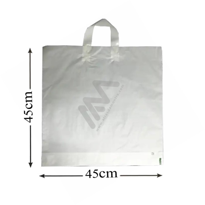 White Soft Loop Handle Plastic Bags 45x45+5 - Pack of 50 units