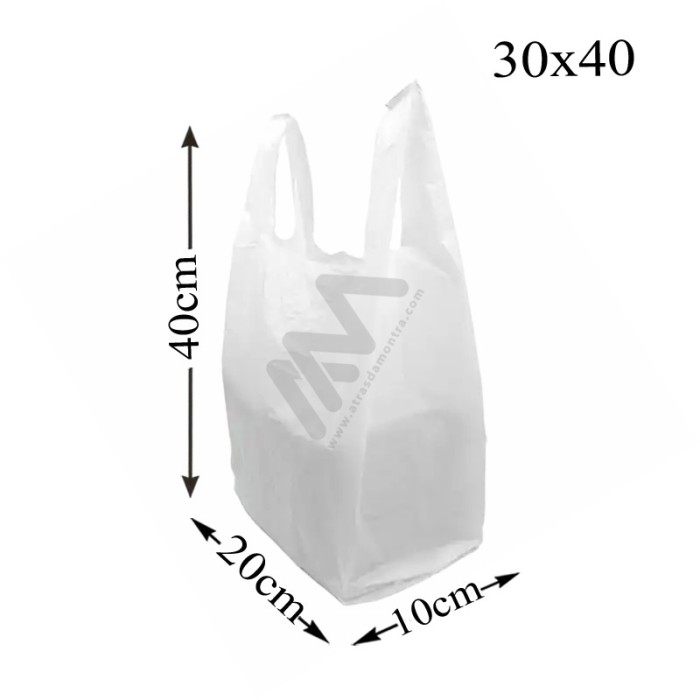 Handle White Plastic Bags 30x40