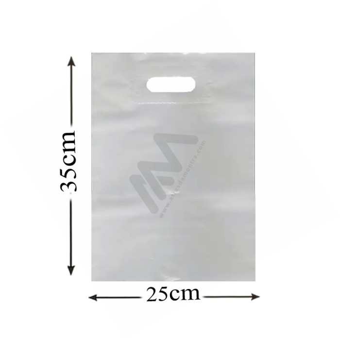 White Reinforced punched plastic bags 25x35 - Pack of 100 units