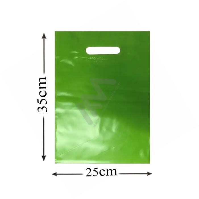 Green Reinforced punched plastic bags 25x35 - Pack of 100 units
