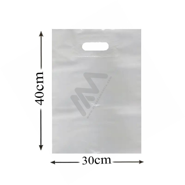 White Reinforced punched plastic bags 30x40 - Pack of 100 units