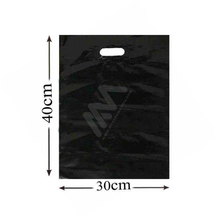 Black Reinforced punched plastic bags 30x40 - Pack of 100 units