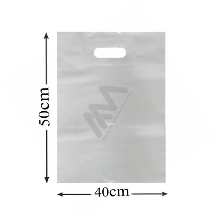 Sacos Plástico Asa Vazada Reforçada Branco 40x50 - Pack de 100 Unidades c/ 60 microns