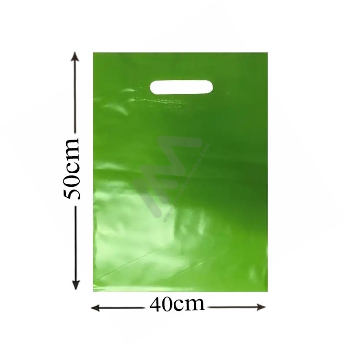 Green Reinforced punched plastic bags 40x50 - Pack of 100 units