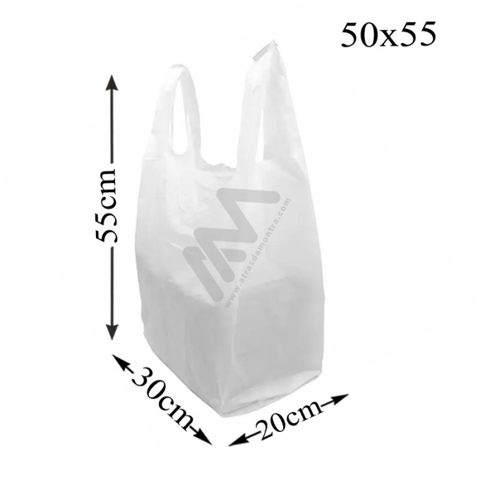 Handle White Plastic Bags 50x55