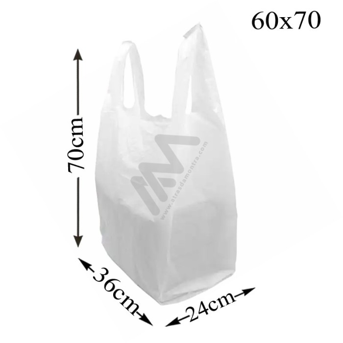 Sacos Plástico Alça Brancos 60x70 c/ 55 microns - 10kg