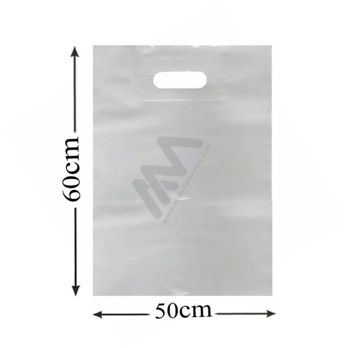 Sacos Plástico Asa Vazada Reforçada Branco 50x60 - Pack de 50 Unidades c/ 60 microns