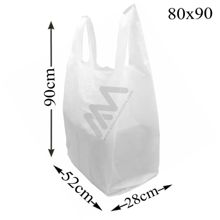 Handle White Plastic Bags 80x90