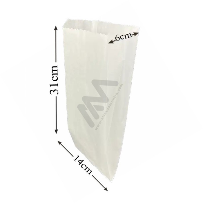 White Kraft Paper bag 14x31+6 - 100 unit