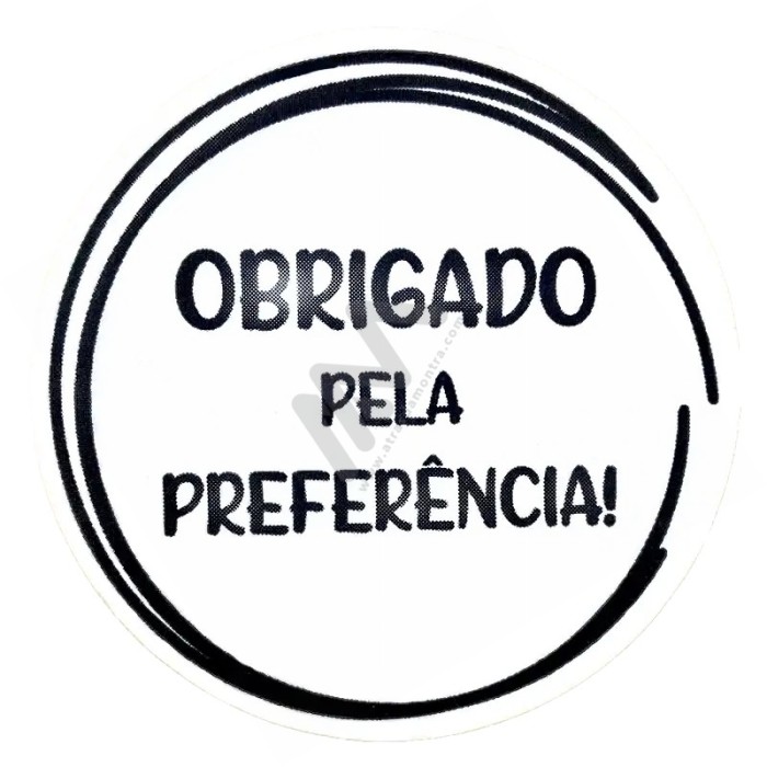 Roll with 200 wrapping labels "OBRIGADO PELA PREFERÊNCIA"