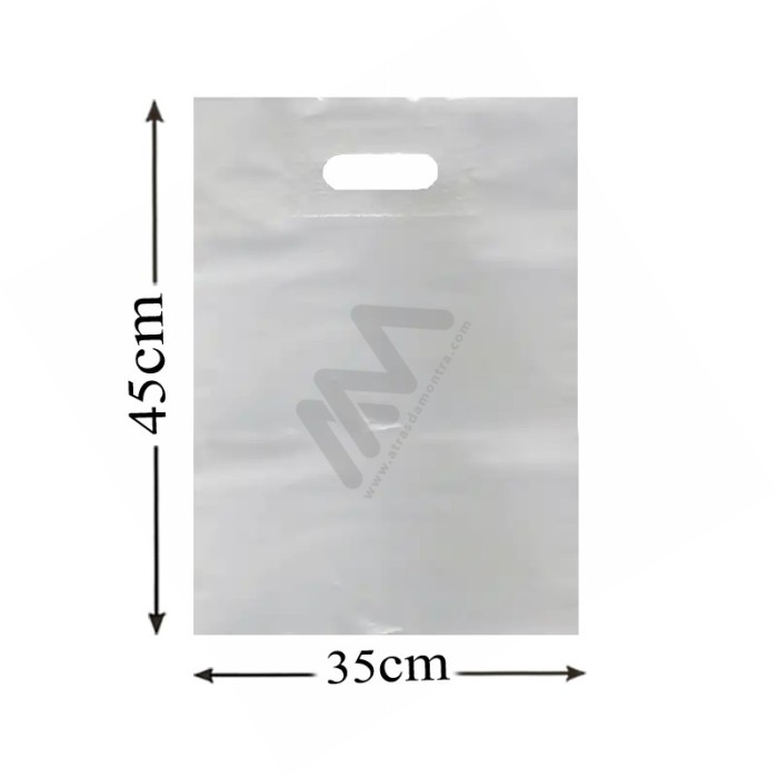 White Reinforced punched plastic bags 35x45 - Pack of 100 units