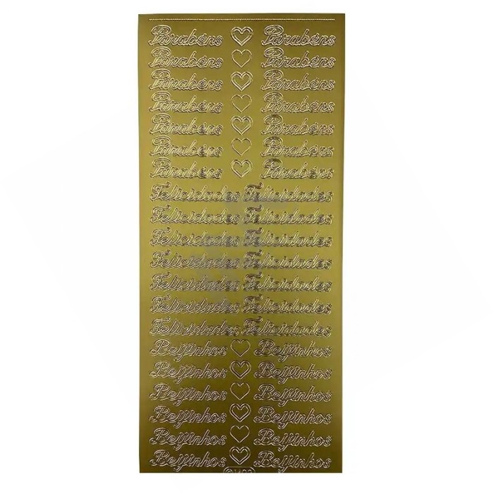 Etiquetas Laser de folha BLISTER "Beijinhos, Felicidades, Parabéns" Ouro