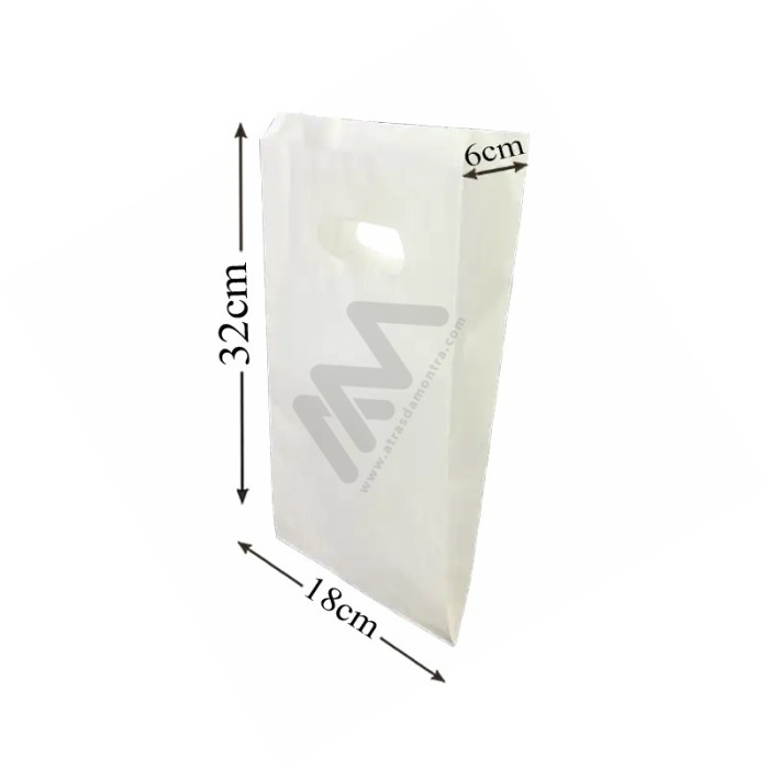 Sacos de papel asa vazada Branco/Kraft 18x32+6 - Pack 25 uni