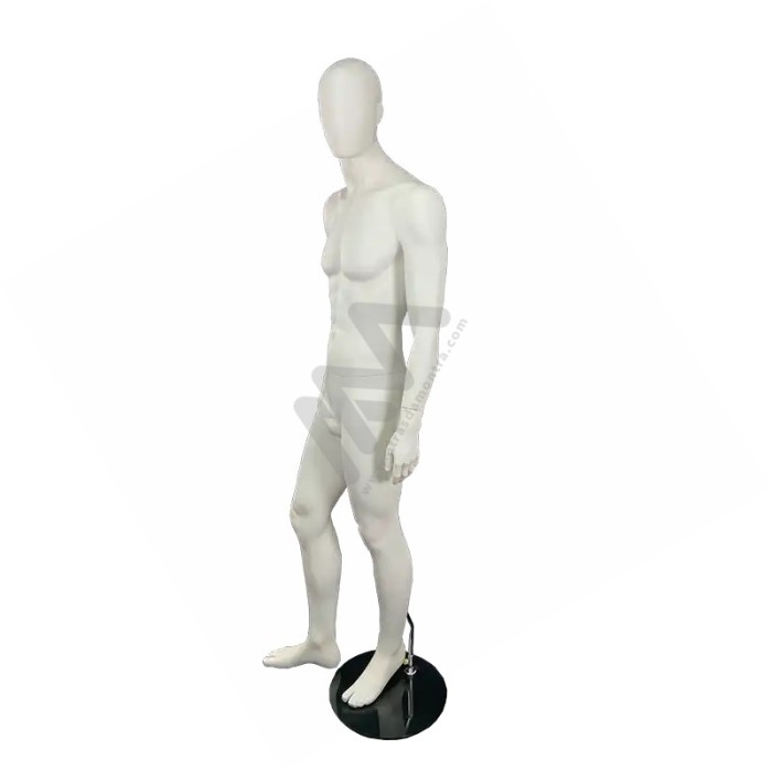 Manequim Homem com Cabeça sem feições Branco Atrás da Montra