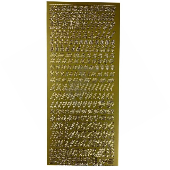 Etiquetas Laser de folha BLISTER "Letras e Números " Itálico Ouro