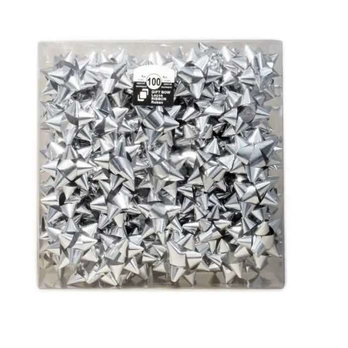 Box 100 Silver ribbon gift ties Metal Ø 75mm