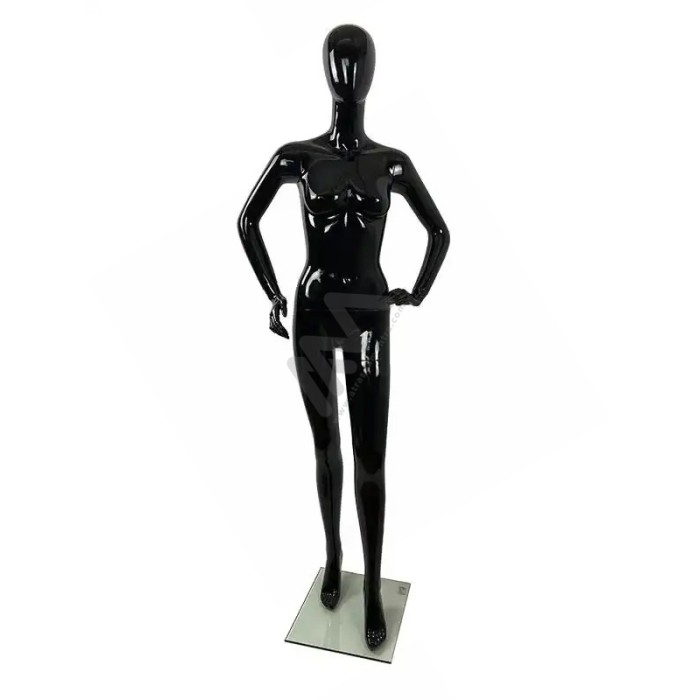 Manequim Senhora / Mulher com Cabeça sem feições Preto Brilhante %shop-name%